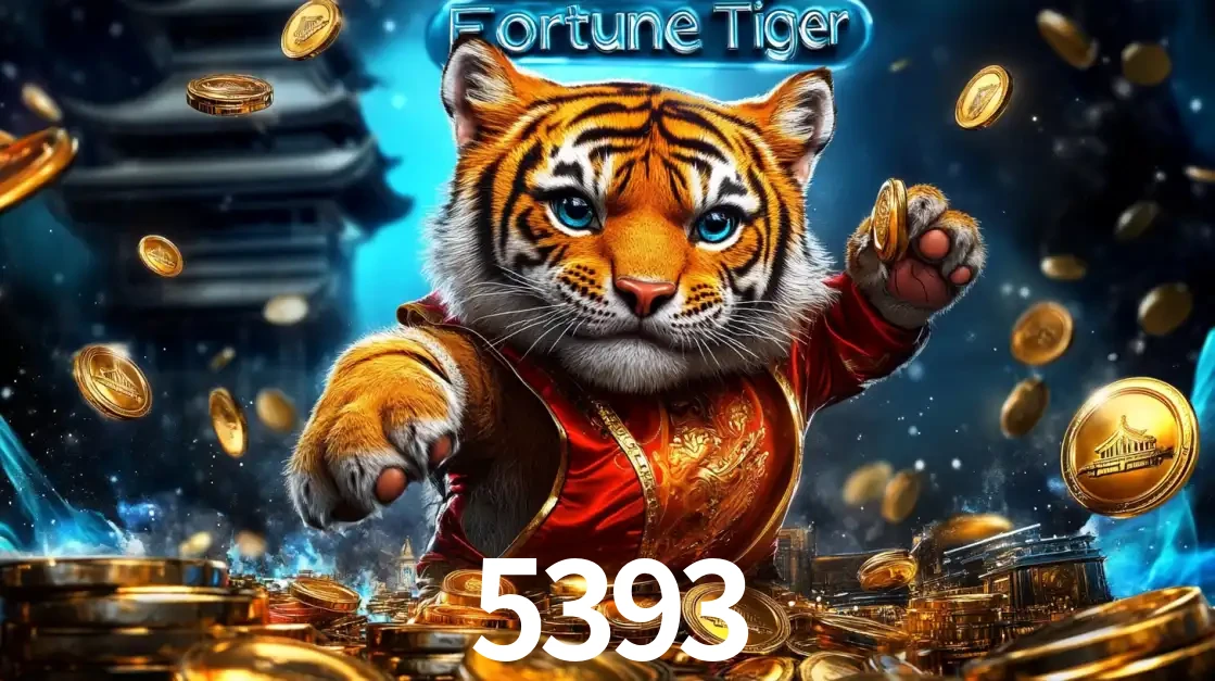 Imagem promocional do jogo de slot Fortune Tiger, com um tigre majestoso em traje tradicional cercado por uma fortuna em moedas de ouro, disponível agora no cassino 5393.
